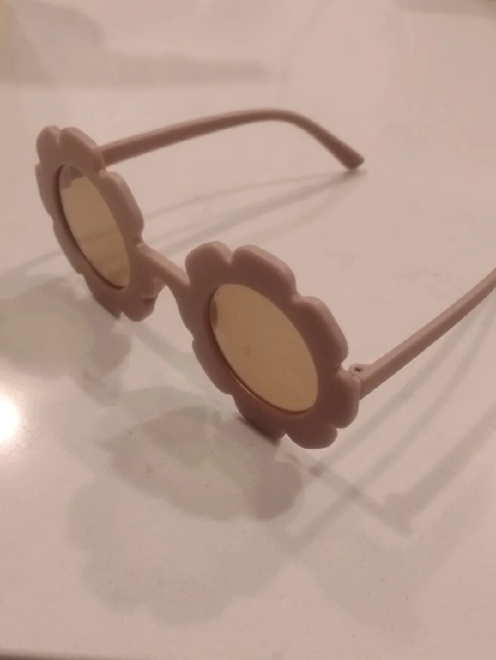 Flower Frame Sunglasses in Blush Pink with Yellow Lenses Little Girl